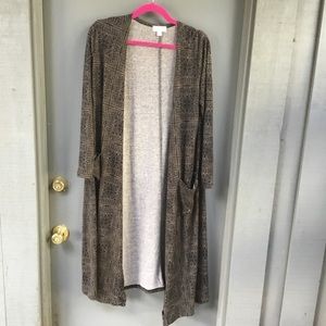 Brown and tan sweater duster